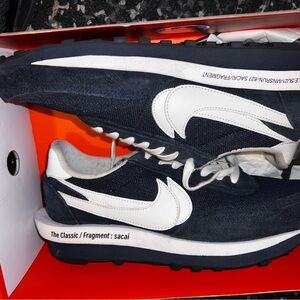 Nike Sacai Fragment LDWaffle Sneakers - Dark Blue and White